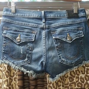 True Religion denim cut off shorts